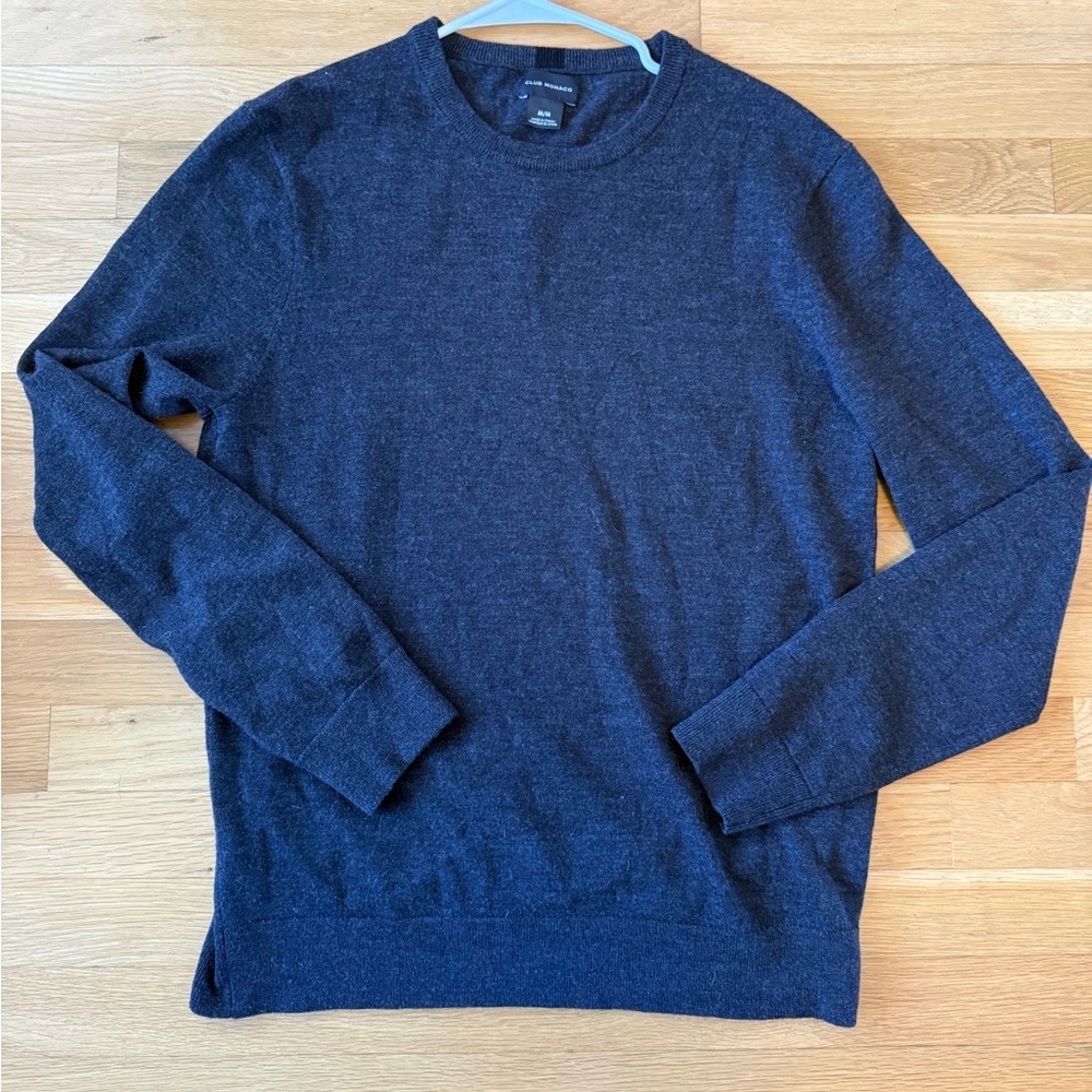 Club Monaco 100% Wool Crewneck Sweater Charcoal Grey Men's M - Picture 7 of 7